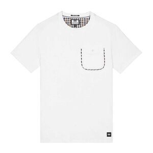 Weekend Offender Mens Sutton Checked Chest Pocket T-Shirt / White